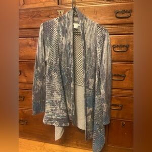 Alberto Makali Blue and Gray Artistic Cardigan